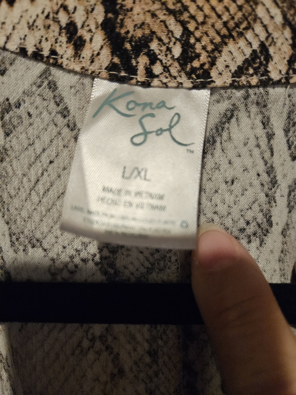 Kona Sol Beige Snake-Print Coverup with Tie Waist - Picture 4 of 5